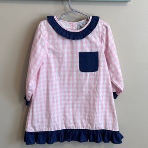 Boutique Brand Pink Plaid Dress with Navy Accents size 5
